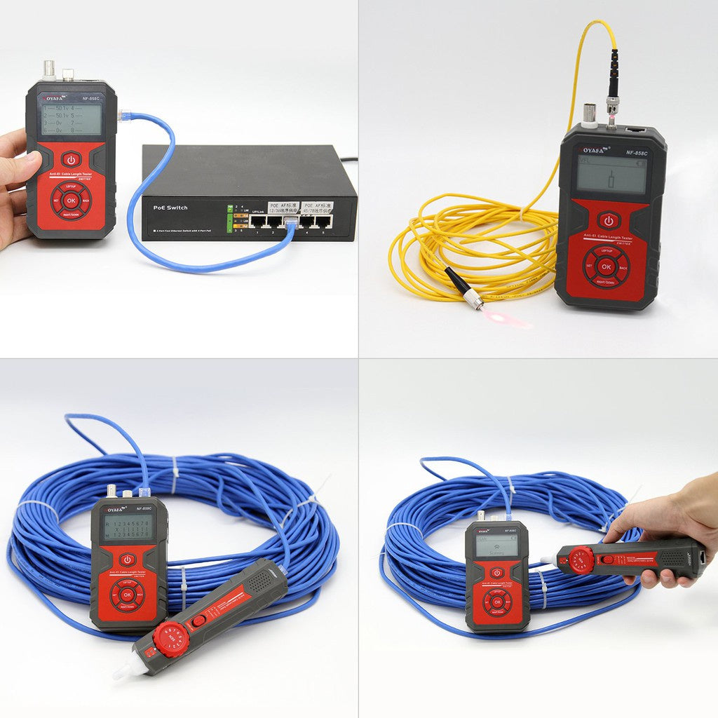 NOYAFA NF-858C Wire Tracker LCD Cable Tester RJ11 RJ45 BNC VFL Mic USB Lan Tester Network Cable Tester Tracer Detector Wiring