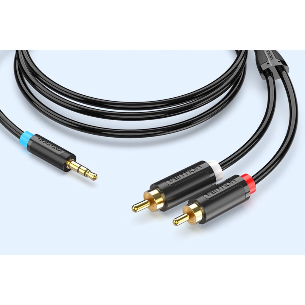 Vention TRS 3.5MM Male to Dual RCA Male 10-Meters Gold Plated (BCL) Audio Cable for Amplifiers, Laptops, Speakers, Mixers