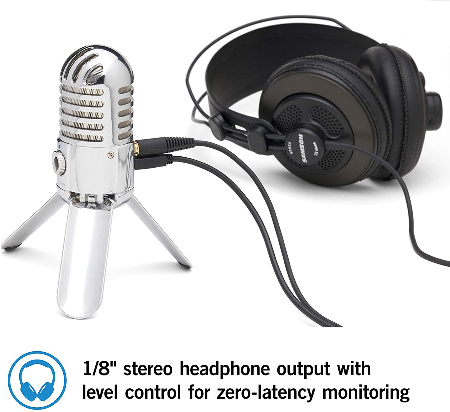 Samson Meteor Mic USB Studio Condenser Microphone Video Livestream Podcasting (Black and Silver)