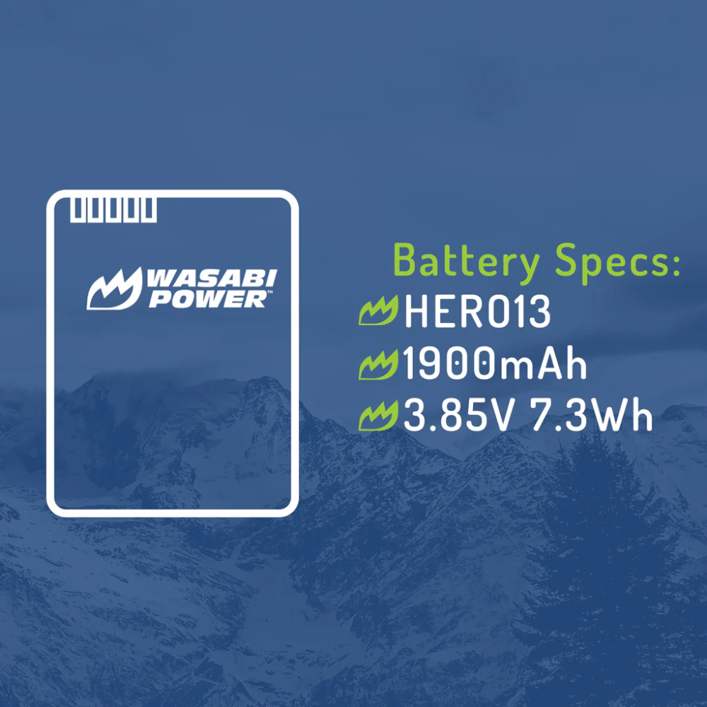 Wasabi Power (2 Pack) 3.85V 1900mAh Rechargeable Battery and Triple Bay Charger with LED Power Indicators, USB Micro and Type-C Ports for GoPro HERO 13 Black Action Camera