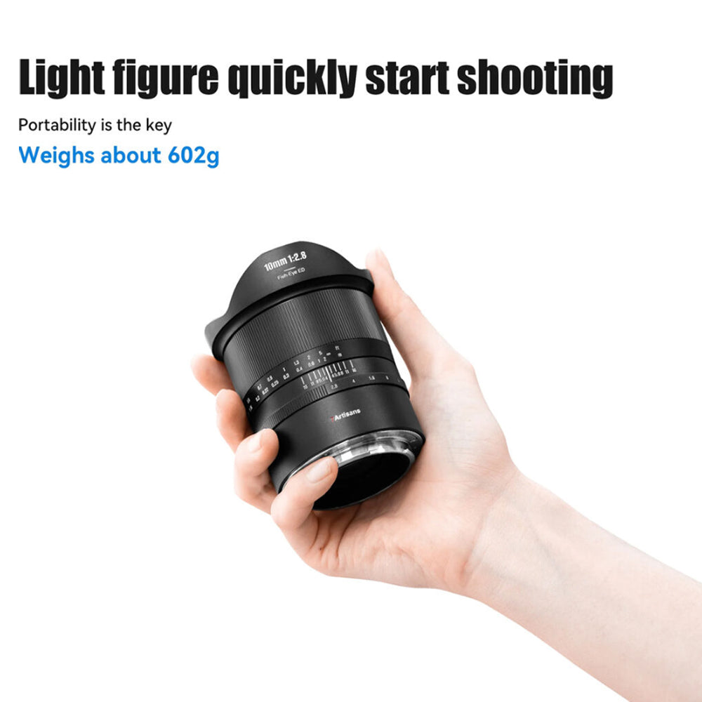 7Artisans 10mm F/2.8 Mark II Full Frame Format Sony E Mount Ultra Wide Angle Fisheye Prime Lens MF Manual Focus Large Aperture for A1 A5000 A6000 Series A7 A9 ZV QX1 Mirrorless Cameras