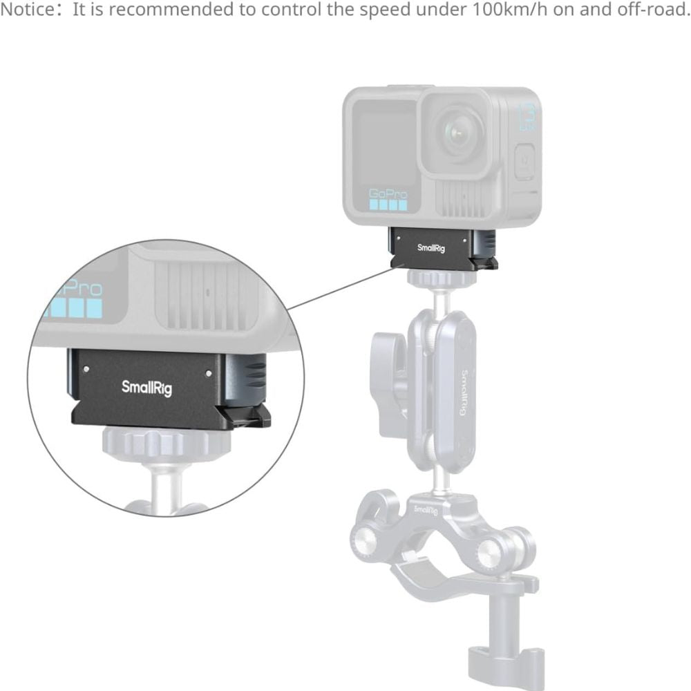 SmallRig QR Quick Release Adapter Mount for GoPro HERO13 Black Action Camera with Folding 2-Prong Base, 1/4"-20 Mounting Threads, Non-Slip Silicone Pads | 5437