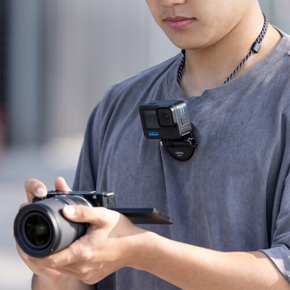 Ulanzi GP-17 Magnetic Chest Mount with Adjustable Neck Lanyard POV Kit for GoPro DJI Insta360 Action Cameras and Smartphones with High Strength Magnet and Sp-On Design for First Person Video Content Creation