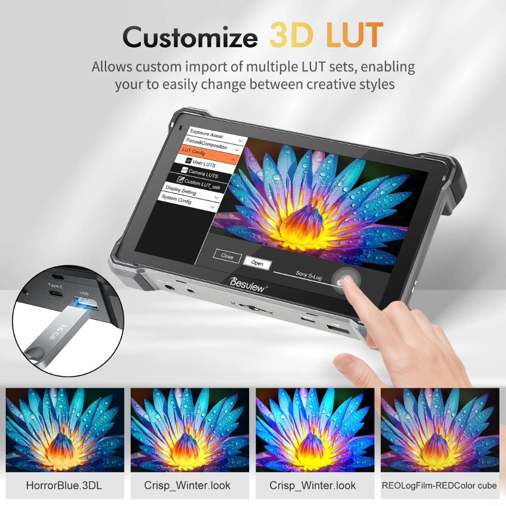 Desview / Bestview R7III 7" IPS LCD HDR Touchscreen Camera Field Video Monitor with HB 2800nits, 4K60 HDMI Resolution and Custom 3D LUTs for DSLR Mirrorless Camera