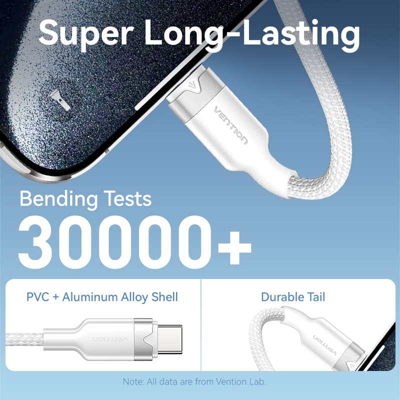 Vention 2-Meters USB 2.0 Type-A Male to Type-C Male 6A Fast Charging Cable 480Mbps Data Transmission Speed Aluminum Alloy Type
