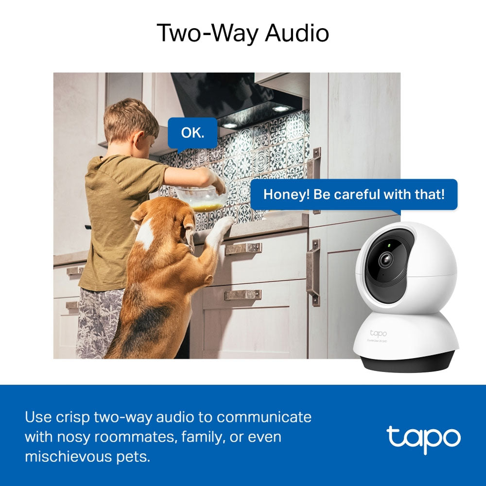 TP-Link Tapo C222 / C220 2K QHD / C200C 1080p Full HD Home CCTV WIFI Camera with 360° Pan / 114° Tilt, Night Vision, Smart AI Motion Detection, 2-Way Audio and 512GB MicroSD Slot for Home Security