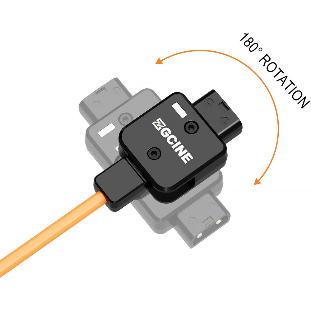 ZGCINE D-Tap to 2-Pin LEMO Right Angle Power Cable 14.8V IN/OUT for Select Sony & Blackmagic Design Cinema Camera with Up to 60cm Max Length Coiled Nylon Braded Cable for Continuous Power Supply, Video Recording & Production | DT-LM