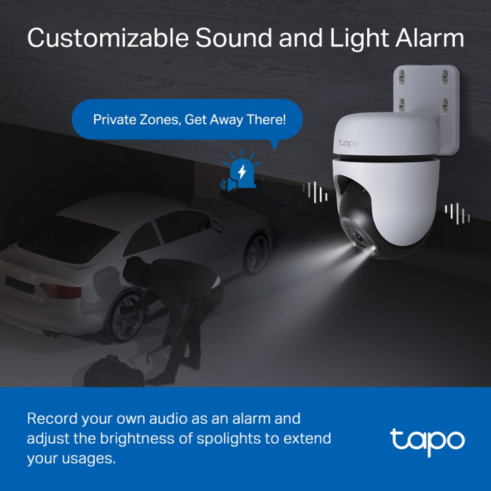 TP-Link Tapo 510W 2K 3MP Smart AI WIFI CCTV Camera with 360° Pan / 130° Tilt, Full Color Night Vision, IP65 Weatherproof, Motion Tracking and 512GB MicroSD Slot