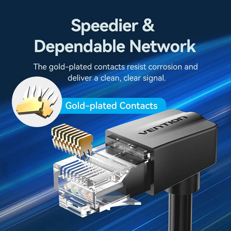 Vention 3-Meters Cat6 UTP 1000Mbps Upward Right Angle RJ45 Full-Speed Ethernet Patch Cable with 250MHz Bandwidth for Computers, Network Devices, PC, Laptops, Wi-Fi Access Point & Router
