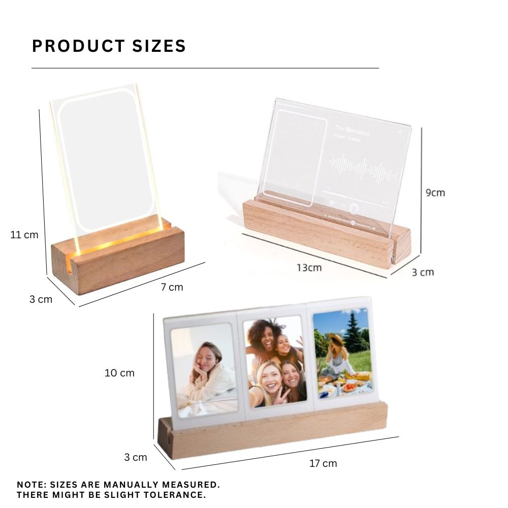 Pikxi Wooden Tabletop LED Photo Frame Display for Fujifilm Instax Mini Photo Film | Music