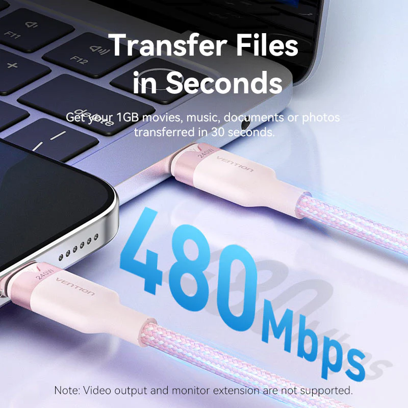 Vention 1 / 2-Meter USB 2.0 Dual Type-C Male 5A Fast Charging Cable with 480Mbps Data Transmission Speed Aluminum Alloy Type