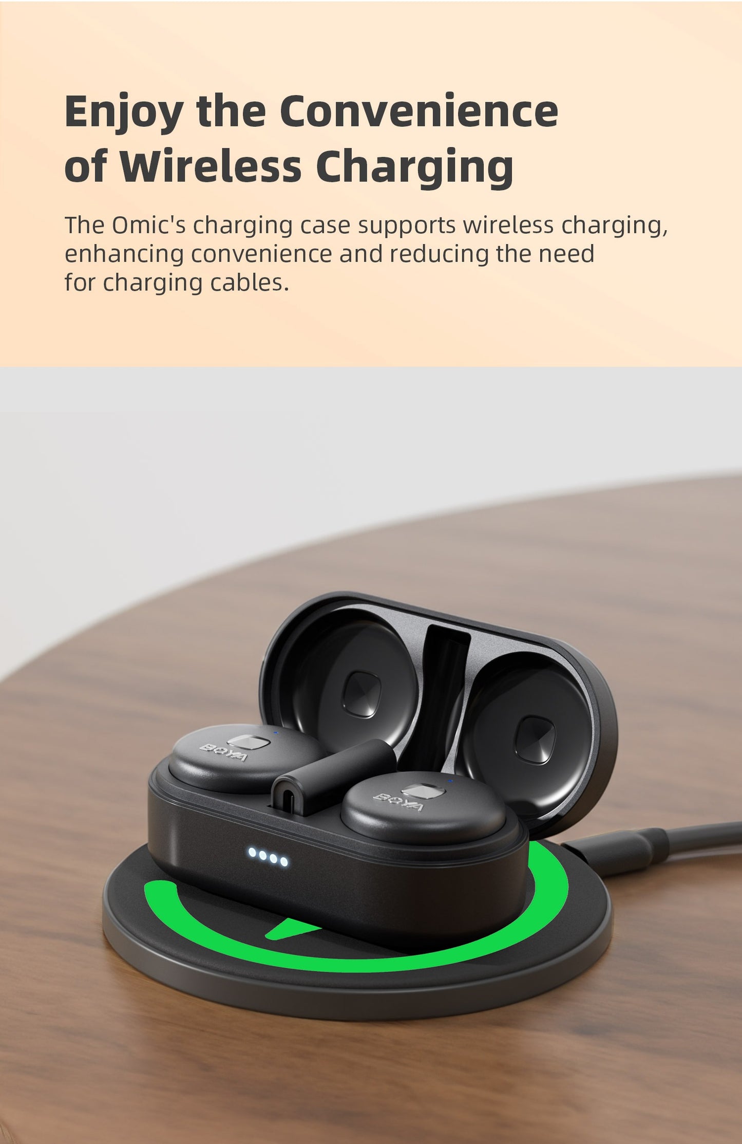 BOYA Omic-U 2 Person Dual Channel 2.4GHz Wireless Omnidirectional Microphone System USB Type-C w/ 50m Max Range, HD Audio & Noise Cancellation, Detachable Magnetic Belt Clip and Wireless Charging Case for Vlogging