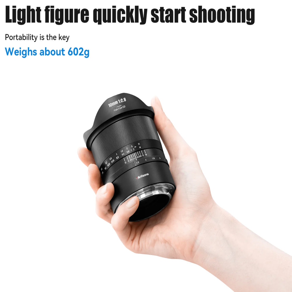 7Artisans 10mm F/2.8 Mark II Full Frame Format Nikon Z Mount Ultra Wide Angle Fisheye Prime Lens MF Manual Focus Large Aperture for Z30 Z5 Z50 Z6 Z7 Z8 Z9 Zf Mirrorless Cameras