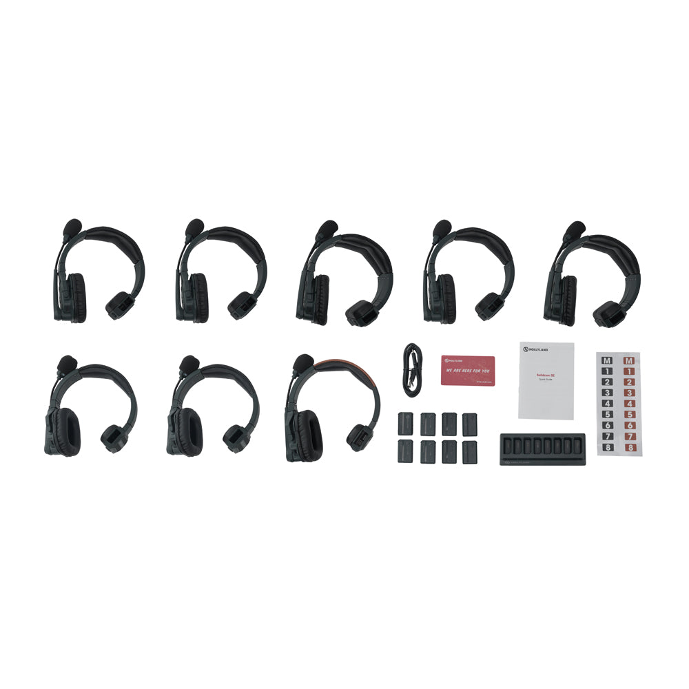 HOLLYLAND SOLIDCOM SE 1.9GHz 8-Person Wireless Intercom System Full-Duplex with 1 Master / 7 Slave Headsets, PTT Push-to-Talk, 350M Transmission Range, ENC Noise Cancellation for Professiol Filmmaking - 4S | 6S | 8S