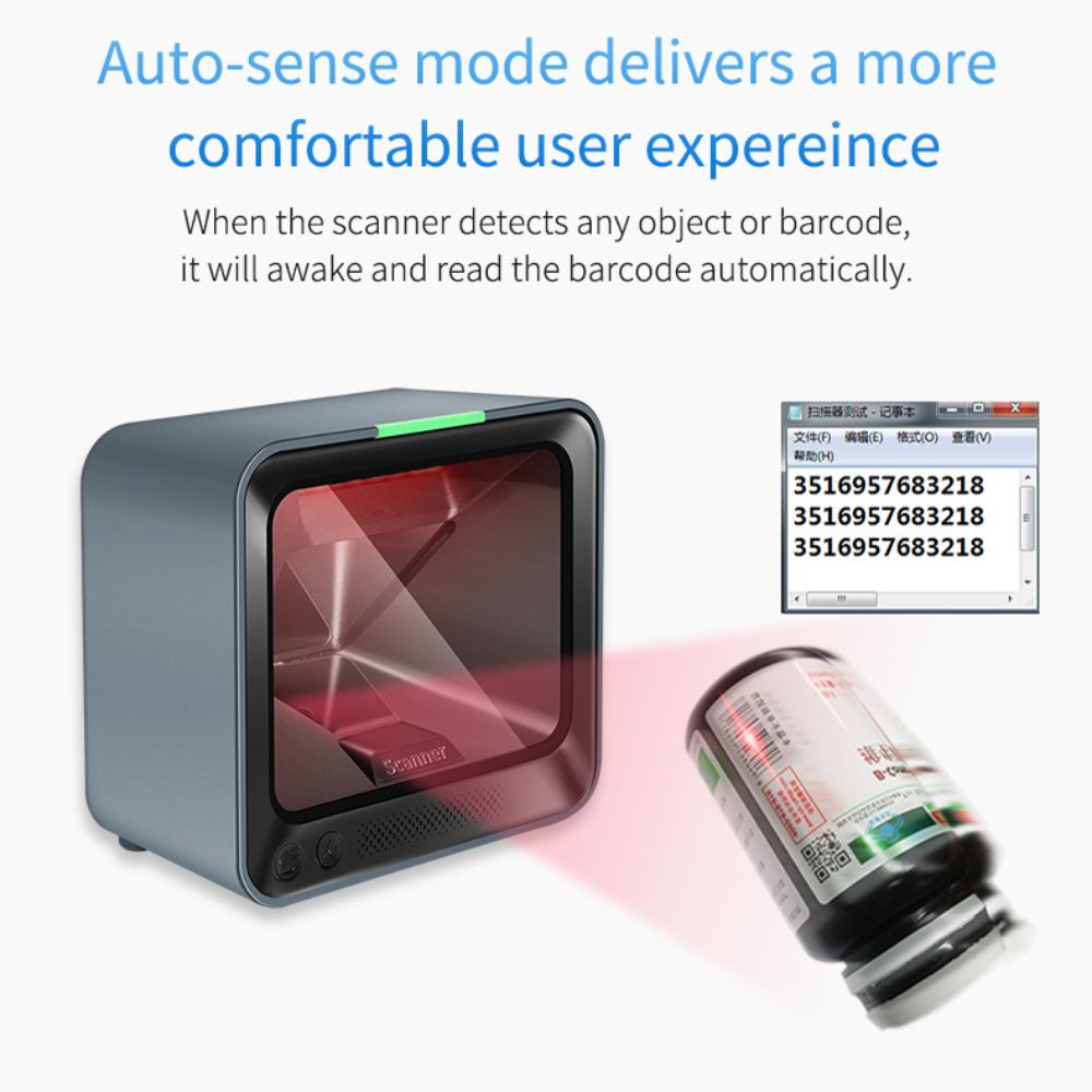 LogicOwl OJ-MP7600L 2D 1D QR Barcode Platform Scanner Reader with Ultra-High Precision and IR Sensor for POS Point of Sale, Supermarket, and Retail, 70ms Scan Speed Auto Scan, Compatible with Windows, Android, Linux, Mac