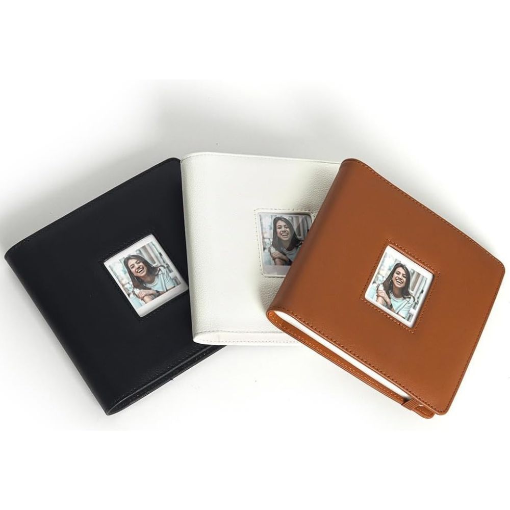 Pikxi 288 Pockets Large Capacity PU Leather Photo Album for Polaroid Go Instant FIlm Camera with Garter Strap Closure and Front Film Cover - Available in White , Brown, Black Color Options | JG Superstore