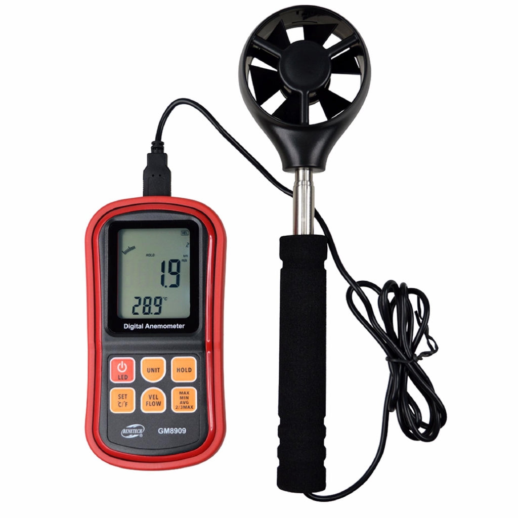 Benetech GM8909 Anemometer Wind Speed Meter Air Volume Ambient Temperature Tester With USB Interface