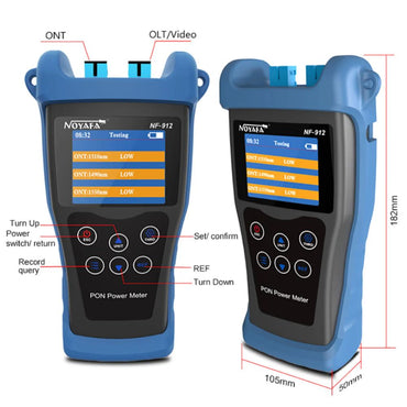 NOYAFA NF-912 PON Optical Power Meter - Digital Fiber Optic Network Cable Tester with Rechargeable Battery & Data Storage