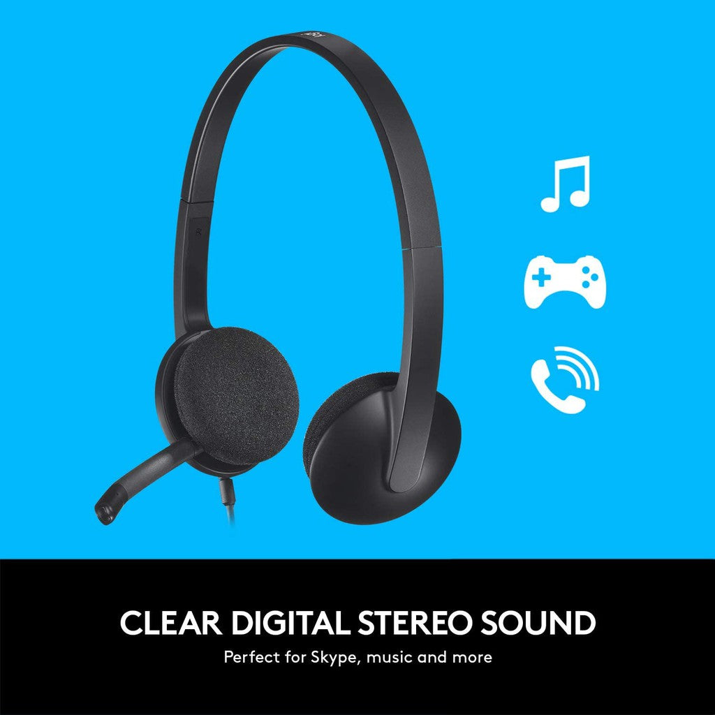 Logitech H340 USB Headset Stereo USB Headset for PC Windows and Mac