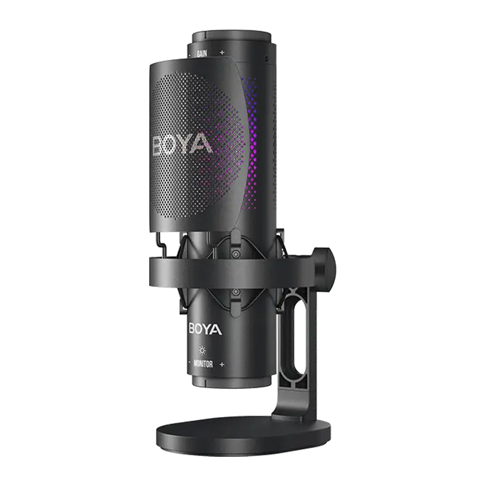 BOYA K9 Vibrant Lighting RGB Desktop USB-C Condenser Microphone with Supercardiod, Omnidirectiol & Bidirectiol Polar Pattern, Noise Cancellation & Hi-Fi Audio for Podcasting, Gaming & Streaming