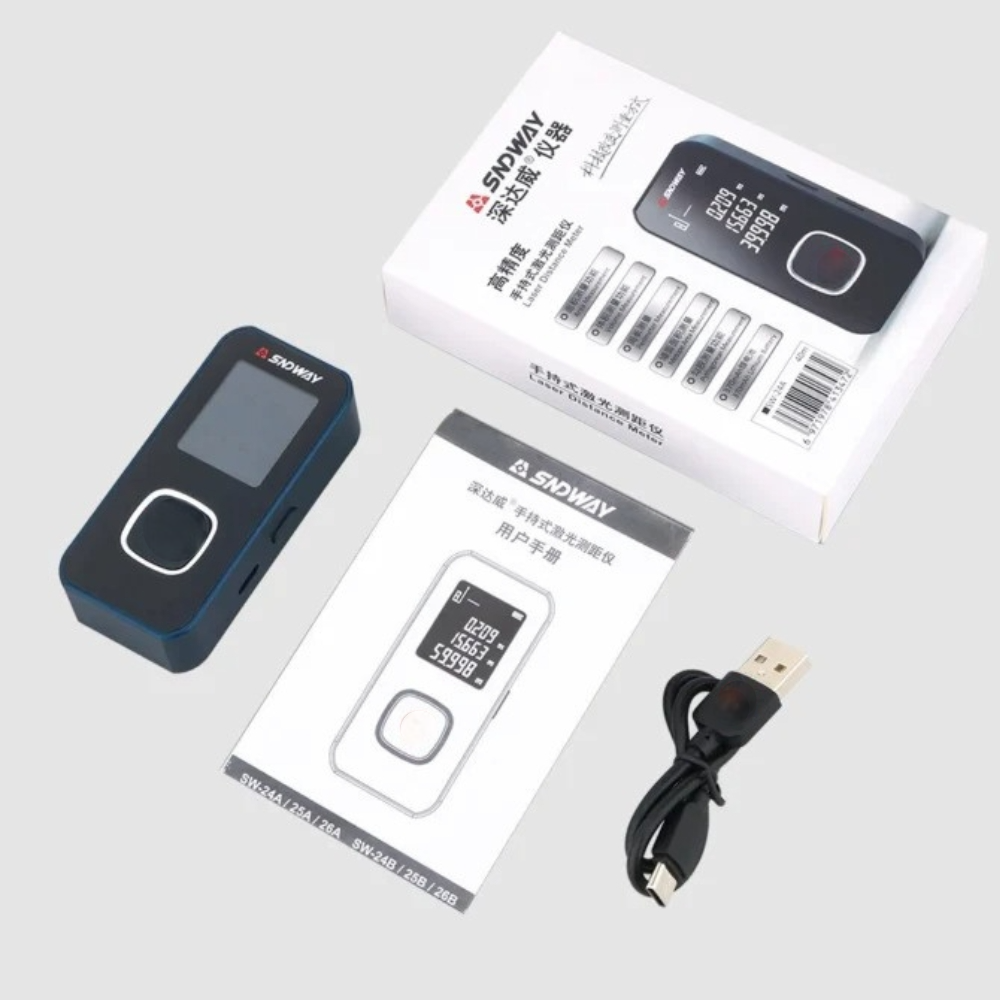 SNDWAY Mini Digital Rechargeable Laser Distance Meter with 40 Meters Measurement Range, LCD Screen Display, Multiple Measurement Unit & Functions for Industrial and Home Improvements - Measuring Tools & Rangefinders | SW-24A