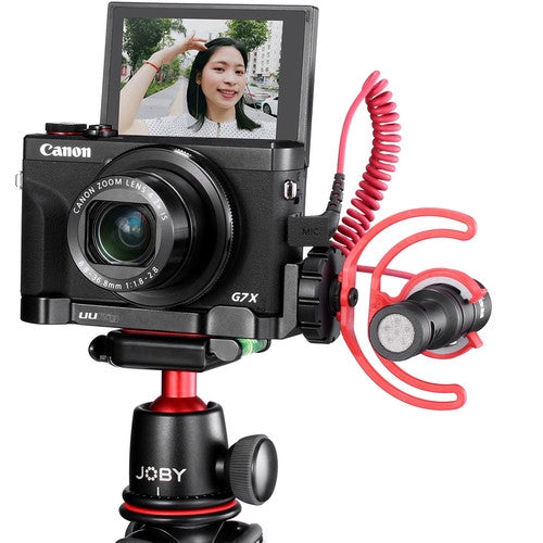 UURig by Ulanzi R016 Microphone L-Plate for Canon G7X Mark III Comfortable Aluminum L-Bracket with Cold Shoe for Microphone LED Light