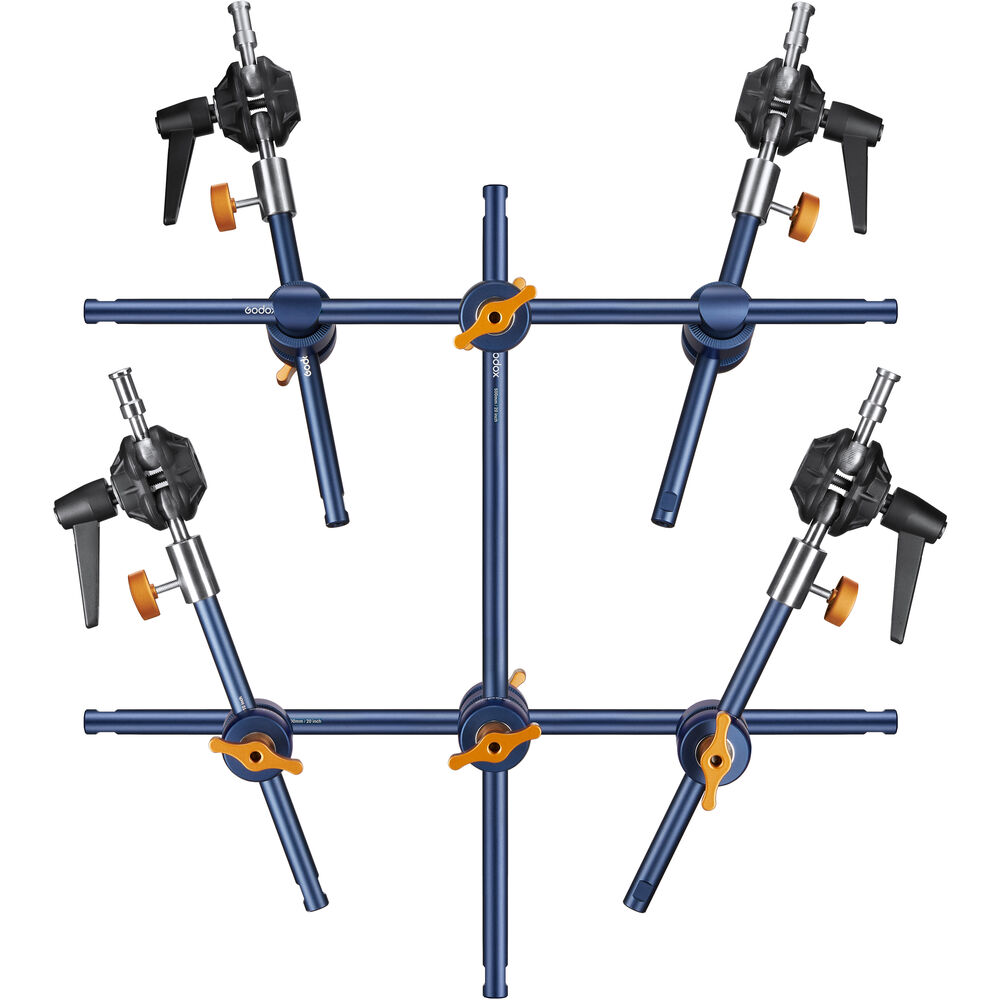 Godox Multi Reflector Array Grip Kit Set Bundle for KNOWLED LiteFlow Panel Lights with 39.3" / 29.5" / 19.6" / 9.8" Extension Rods, Ball Joint Arms, Single / Dual Knob Gags and Clamps for Lighting and Studio Equipment