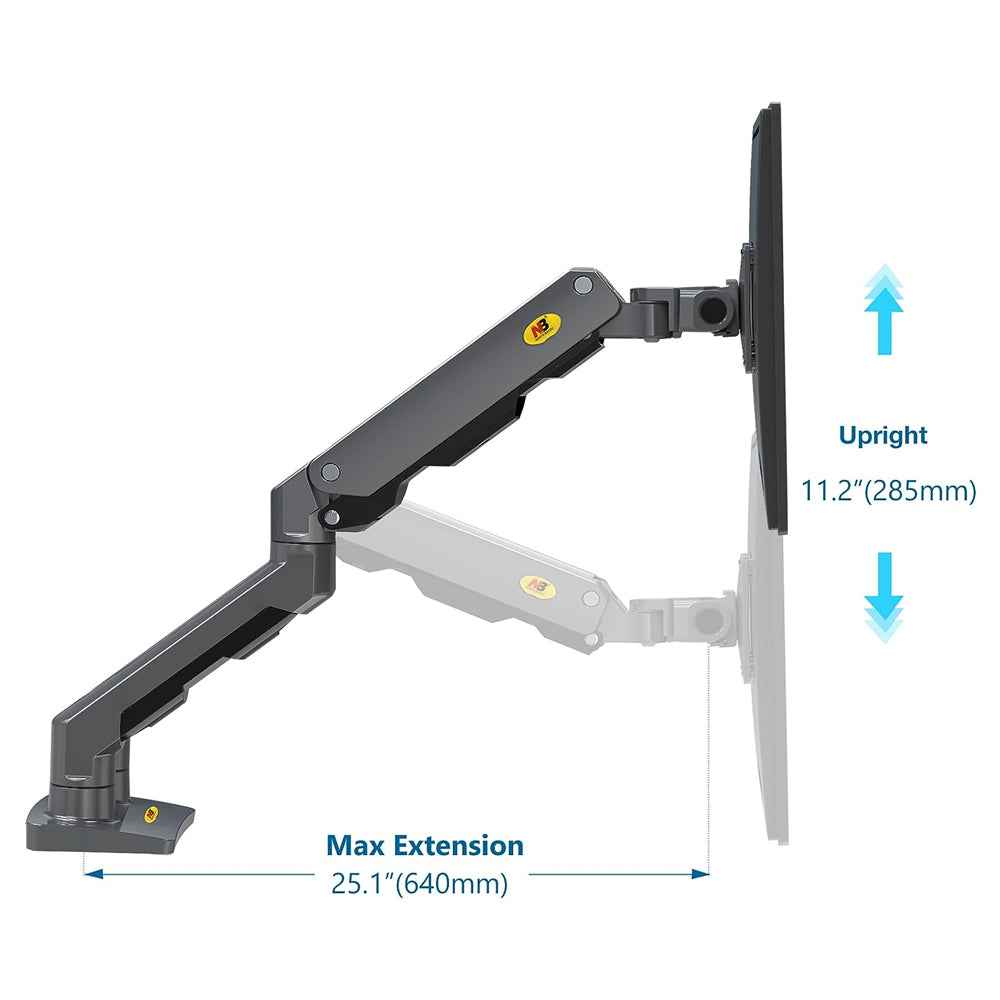 North Bayou NB G35 22-32 inch Full Swivel Dual Gas Strut Arm Monitor Desk Stand with Desktop Pedestal Mount, Universal LCD, LED Flat Screen Smart TV, PC Monitor Mounting Bracket