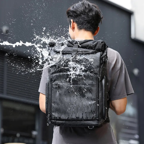 Ulanzi BT01 25.5L Business Travel Camera Backpack Bag with Splash-Proof Exterior, Expandable Storage Up to 32L, Tripod Holder, 15" Laptop Compartment, Quick Access Side Pocket, and Adjustable Dividers for Sony FUJIFILM Canon Nikon LUMIX