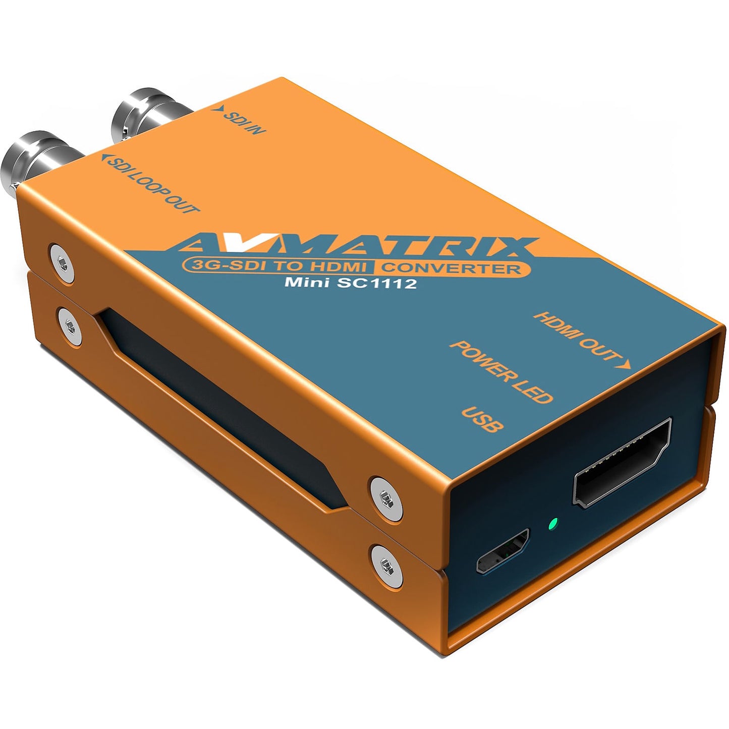 AVMatrix Mini SC1112 3G-SDI to HDMI / Mini SC1221 HDMI to 3G-SDI Pocket-Size Broadcast Converter 1080p60 with AC Power Adapter, LED Power Indicator, Micro USB Port, and Mounting Bracket