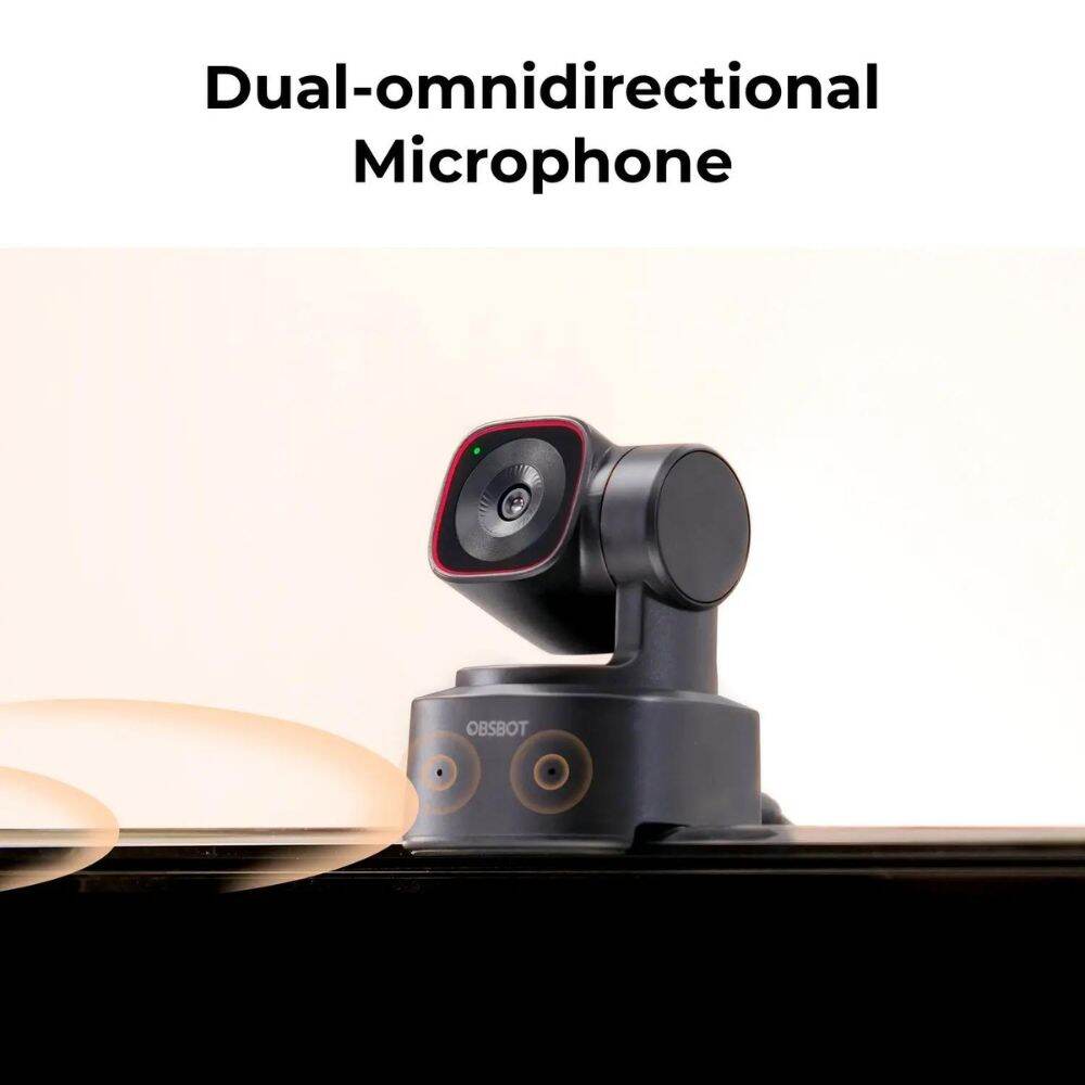 OBSBOT Tiny 2 Lite AI-Powered PTZ 4K Webcam with Intelligent Subject Tracking, Auto Zoom, Dual Omnidirectiol Microphone with Adjustable Noise Cancellation, 2-Axis Gimbal, and Supports Windows and macOS for Computers & Laptops