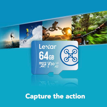 Lexar Professiol 256GB 64GB FLY Series MicroSDXC UHS-I V30 A2 U3 Class 10 Micro SD Card with 4K UHD Video Recording, Max 160MB/s Read, 90MB/s Write Speeds for Drone Cameras and Other Devices