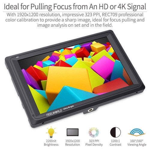 FEELWORLD FW279 7 Inch On Camera DSLR Field Monitor Full HD Focus Video Assist 1920x1200 IPS with 4K HDMI Input Output 2200nit High Brightness