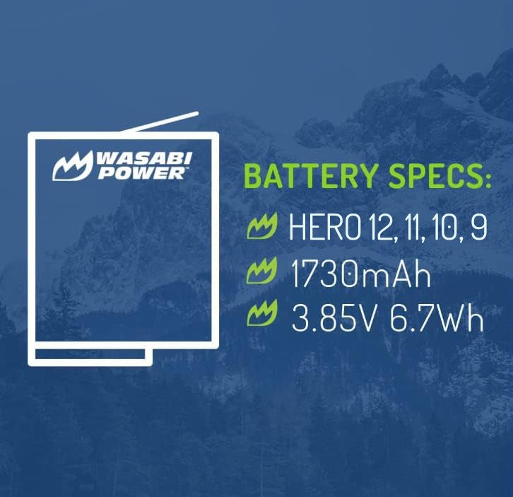Wasabi Power GoPro HERO 12/11/10/9 Battery & Charger for HERO12 HERO11 HERO10 HERO9 Action Cameras | JG Superstore