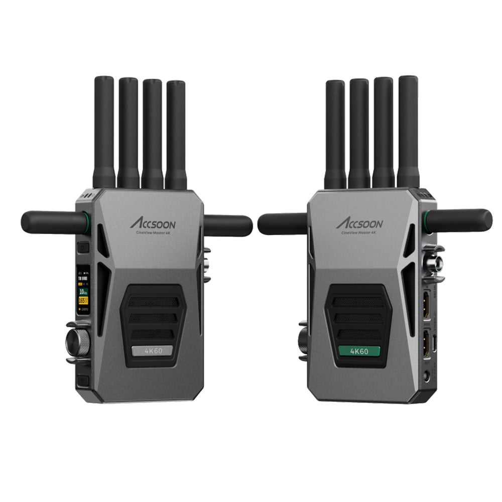 Accsoon CineView Master True 4K60 UHD TX + RX Set Wireless Video Transmission System HDMI / SDI, Tri-Band 2.4/5/6GHz, 25 ms Latency, RTMS 4.0 Protocol, 1.6 Miles Max Range, Max 5 Device Connection for Studio Film/TV Content Creation