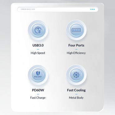 ORICO 4 Port USB-A Hub with USB 2.0 / 3.0 / TF Card Slot Outputs with Max 5Gbps Transfer Rate for PC Desktop Computer Laptop Windows Mac OS Linux | AHU2-3TF