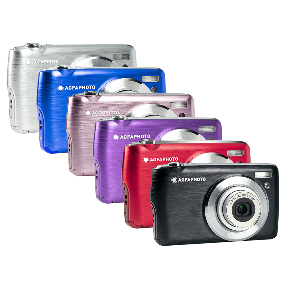 AGFAPHOTO Realishot (DC8200) 21MP Digital Camera with CMOS Sensor, FHD 1080p Video Capture, 8x Optical Zoom, 2.7" TFT Screen Display, Max 32GB Memory Storage Support for Photography Videography | Black, Blue, Pink, Purple, Red, Gray/Silver