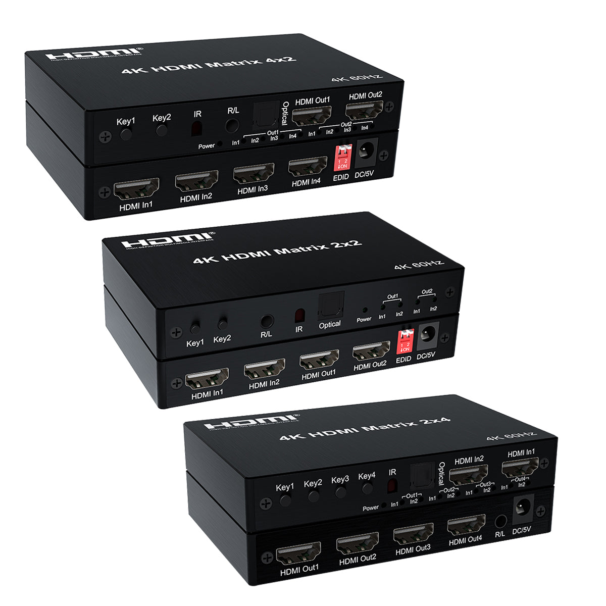 thumbnail image 2 of 4K HDMI Matrix 2x4 Splitter Switcher - 2 In 4 Out, 4K 60Hz, HDMI 2.0, Audio Support 2 of 6