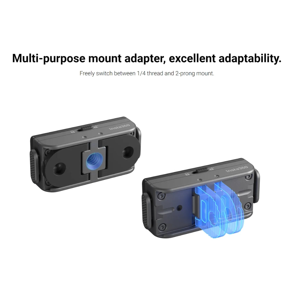 Insta360 Magnetic Quick Release Mount for Action Camera with 1/4" Threaded Hole and Fold-Out 2-Prong Mount CINSAAVH