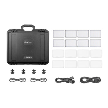 Godox C5R KNOWLED 8-Light RGBWW LED Magnetic Creative Panel Light and Charging Case 2500K-8500K CRI 96 / TLCI 97 with Collapsible Diffusers, Bluetooth Control via Godox Light App, and Built-In 3000mAh Battery for Studio Lighting