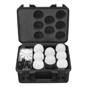 Godox C7R KNOWLED 8-Light RGBWW E26 / E27 Creative Bulb and Charging Case 2500K-5800K CRI 96+ / TLCI 97+ 2000-10000K CCT Round Cup Bouncer Diffusers, Bluetooth Control via Godox Light App, and Built-In Battery for Studio Lighting