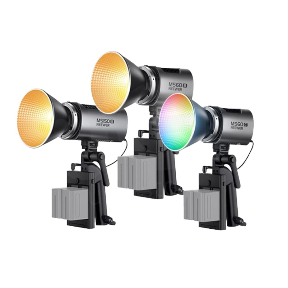 Neewer MS150 Bi-Color 130W / MS60 65W 2700K-6500K / RGBWW 3200K-5600K COB Portable Mini Compact LED Video Light with Color Temperature, Continuous Light Spotlight, 2.4G Apps Control, 12 Scene Effects