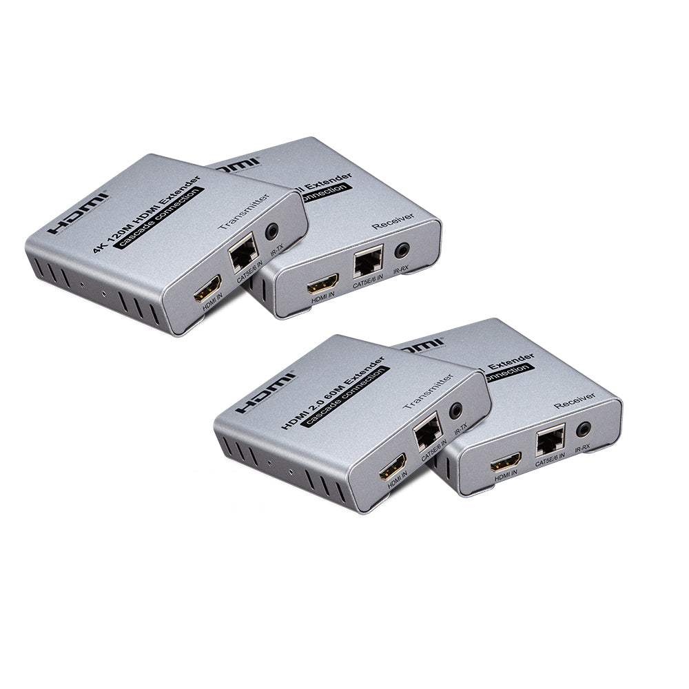 ArgoX 4K HDMI Extender Cascade Connection Transmitter Receiver with 60m Range, 3Gbps Data Rate, Supports CAT5e/6, IR-TX, Ethernet LAN Network Card Cable | HDES60-V2.0