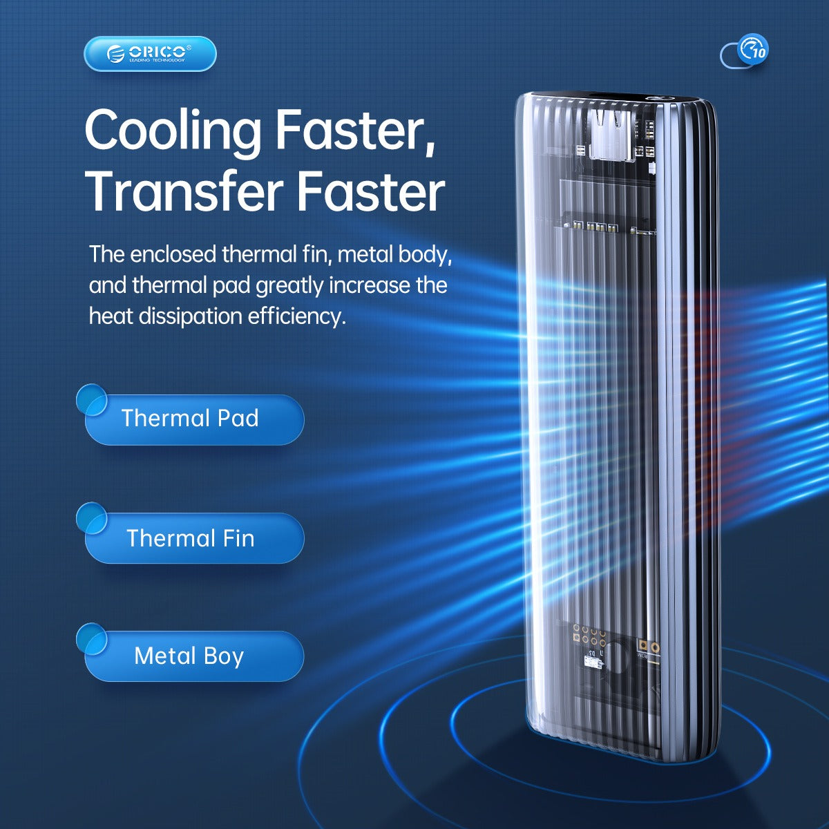 ORICO AM2C3-G2 NVMe to USB 3.2 Gen2 Type C M.2 NVMe SSD Enclosure Tool-Free with 10Gbps Fast Data Transfer Rate, 2-in-1 USB-C to C/A Cable PD 60W, 4TB Max. Disk Capacity for Windows, macOS, Linux, Android Hard Drive Enclosure