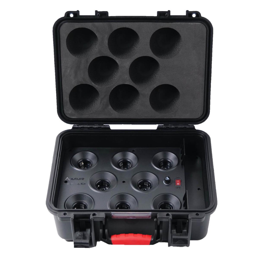 Aputure Accent B7C (8-Pack) RGB LED Smart Light Bulb and 8 Slot Charging Case with Bluetooth Wireless Control and Built-in Rechargeable Battery for Photography Video Vlogging Live Streaming and Film Production Studio Lighting Equipment