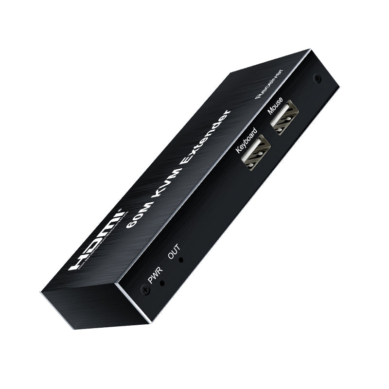 ArgoX HDES24 1080p HDMI KVM Extender Audio Video Transmitter Receiver with Loop, 60m Range, IR Control, Supports USB Mouse/Keyboard, UTP CAT5e/6 Network Cable, 3.5mm Audio Output
