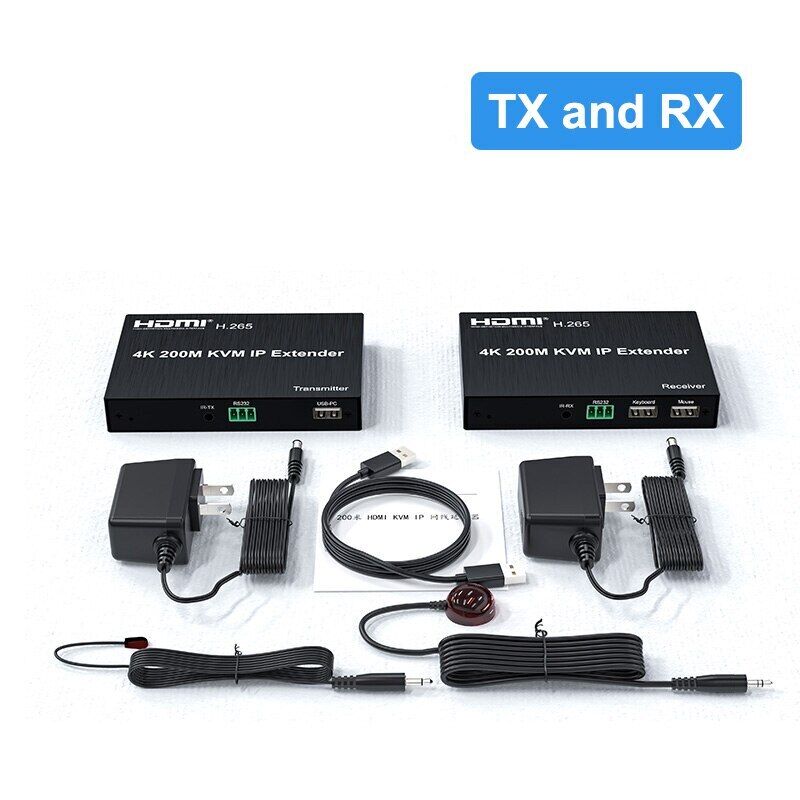 ArgoX HDES25 4K 30Hz HDMI 200m KVM Over IP Extender Transmitter Receiver UHD Supports Ethernet RJ45, CAT5e/6 UTP Cable, IR Control, USB Mouse & Keyboard, RS232, Multipoint to Multipoint for Camera, Set Top Box, PC, Monitor, TV, Projector