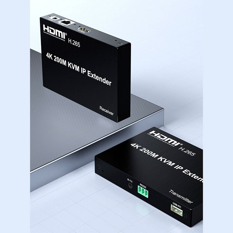 ArgoX HDES25 4K 30Hz HDMI 200m KVM Over IP Extender Transmitter Receiver UHD Supports Ethernet RJ45, CAT5e/6 UTP Cable, IR Control, USB Mouse & Keyboard, RS232, Multipoint to Multipoint for Camera, Set Top Box, PC, Monitor, TV, Projector