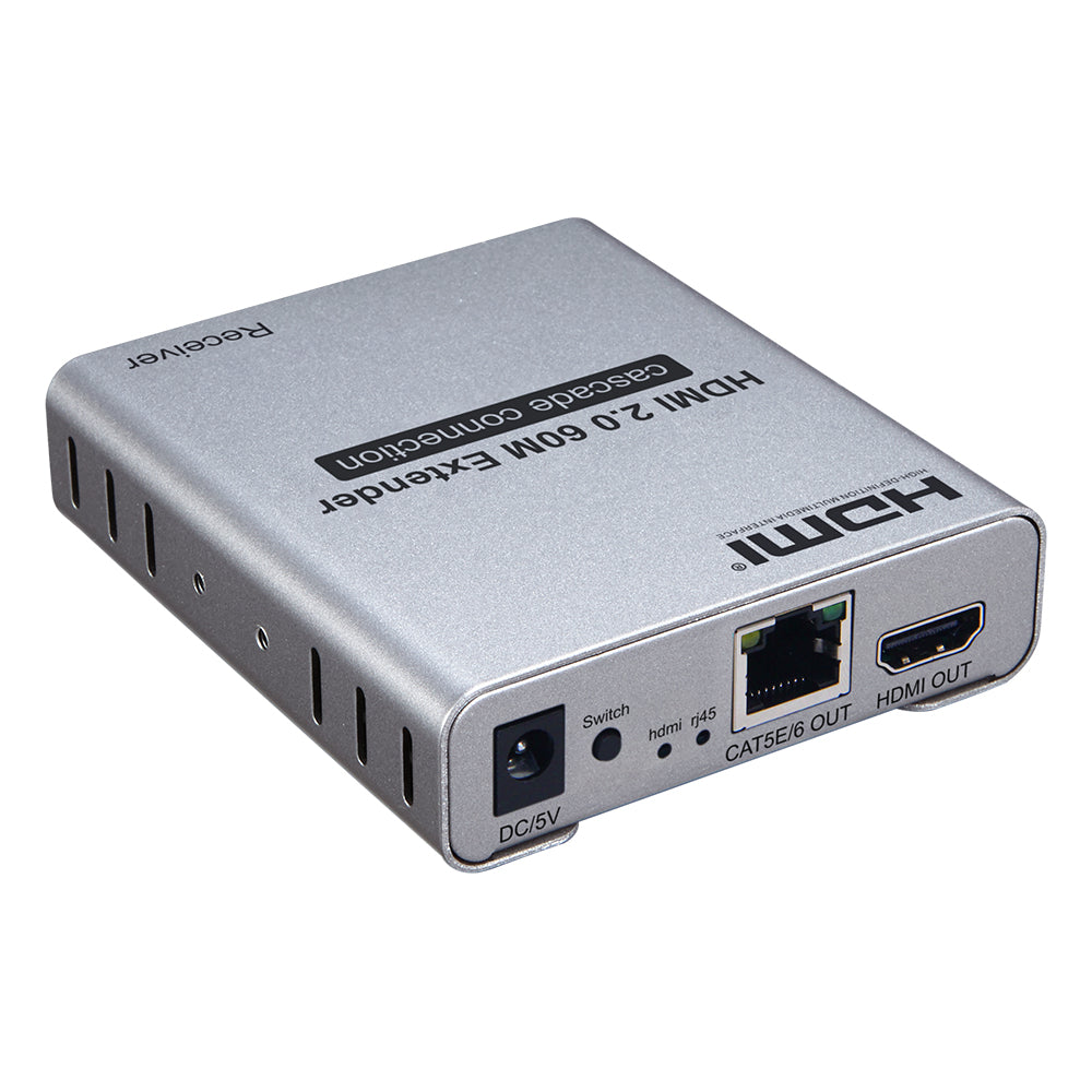 ArgoX 4K HDMI Extender Cascade Connection Transmitter Receiver with 60m Range, 3Gbps Data Rate, Supports CAT5e/6, IR-TX, Ethernet LAN Network Card Cable | HDES60-V2.0