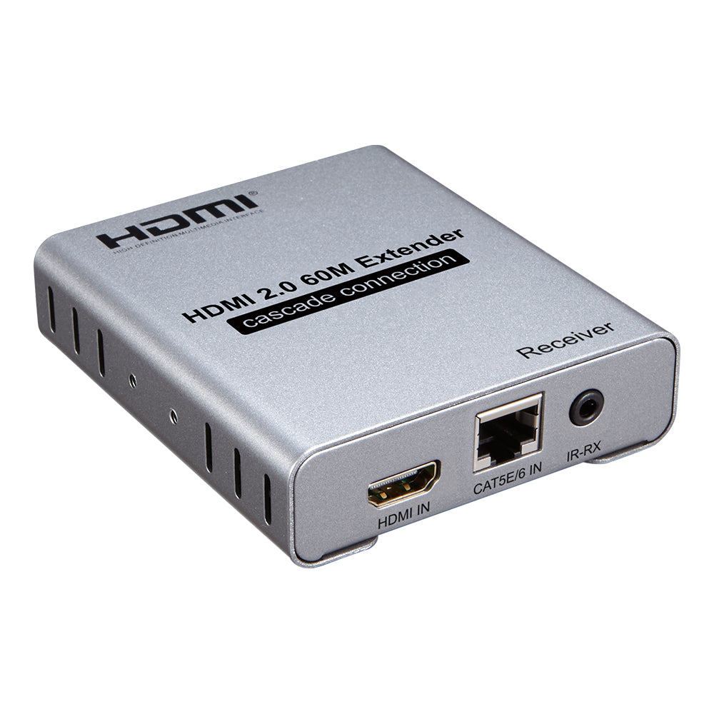 ArgoX 4K HDMI Extender Cascade Connection Transmitter Receiver with 60m Range, 3Gbps Data Rate, Supports CAT5e/6, IR-TX, Ethernet LAN Network Card Cable | HDES60-V2.0